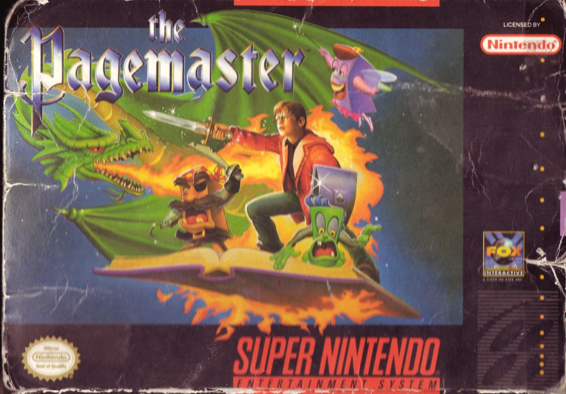 The Pagemaster box art for Super Nintendo